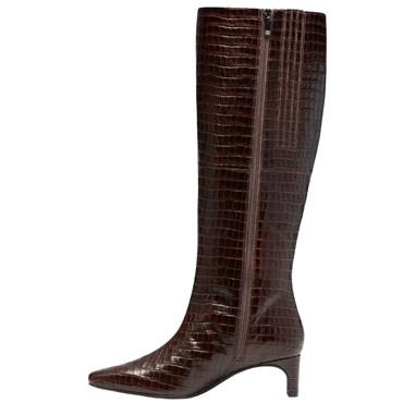 CLARKS WOMENS LEATHER ZIP HIGH LEG BOOT - BROWN